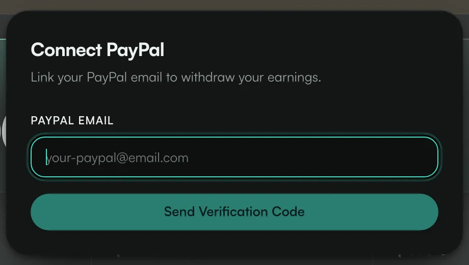 The Connect PayPal dialog with the PayPal email field